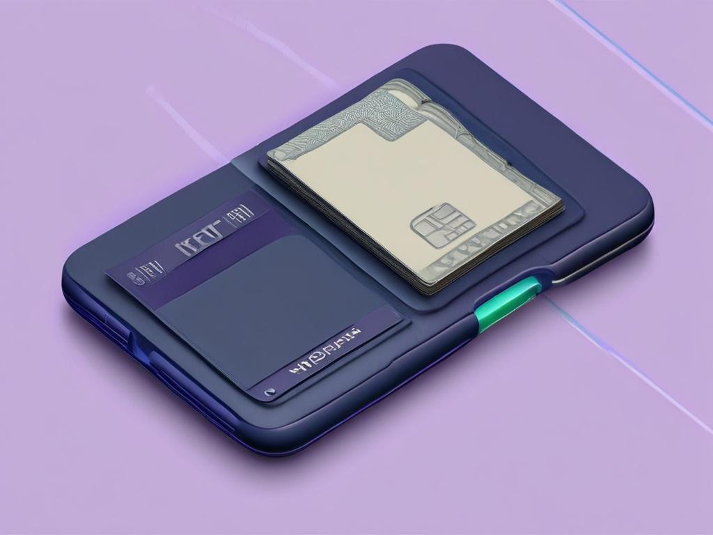 high resolution image of a digital wallet interface, deep navy